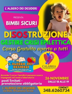 L'Albero dei Desideri presenta il corso "Bimbi Sicuri" insieme a Calabria Cardioprotetta